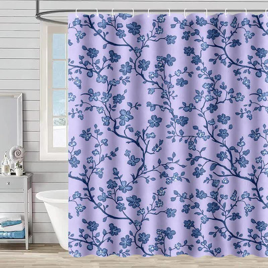 Floral Branch Print Shower Curtain - Purple - 90"W x 71"L - image 0