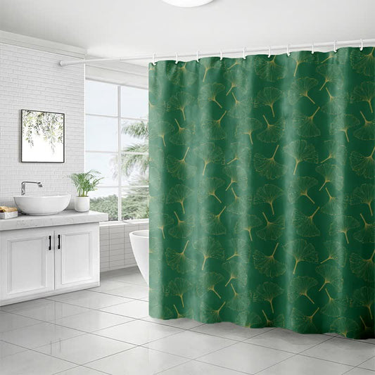 Line Art Ginkgo Leaf Print Shower Curtain - image 1