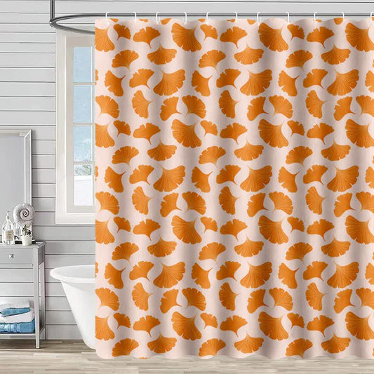 Orange Ginkgo Leaf Print Shower Curtain - Orange - 90"W x 71"L - image 0