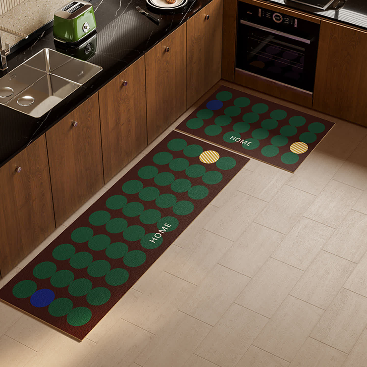 Geometric Polka Dot Kitchen Rug - Green - 17" x 71" - image 7