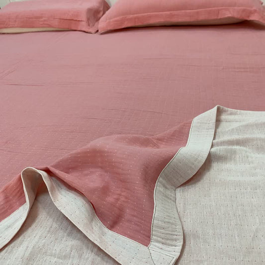 Subtle Dot Cotton Double Gauze Bedspread - Pink & White - 2PCS Pillowcases - 19" x 29" - image 0