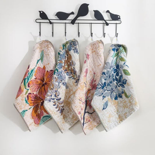 Country Floral Cotton Gauze Kitchen Towel - Set of 4 - 14" x 14" - image 1