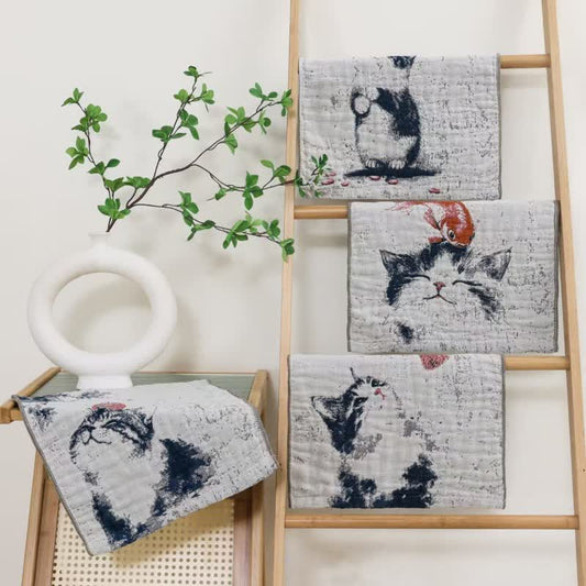 Country Cat & Fruits Cotton Gauze Kitchen Towel - image 0