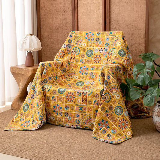 Ownkoti Geometric Pattern Plaid Cotton Gauze Blanket - 90"W x 98"L - image 0