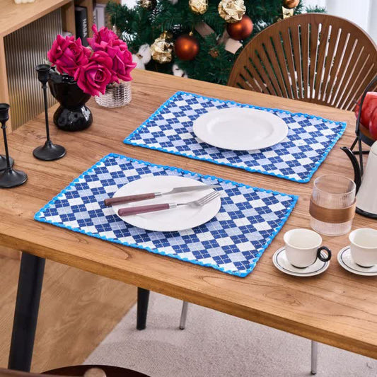 Diamond Check Jacquard Fabric Placemat(4PCS) - image 0