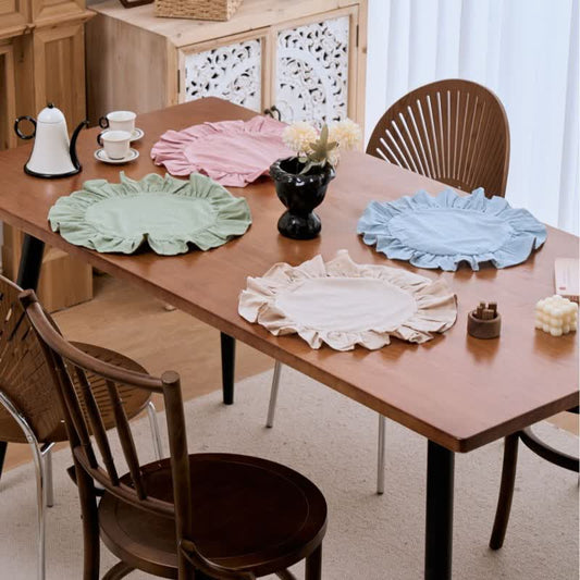 Minimalist Solid Color Ruffled Edge Placemat(4PCS) - image 1