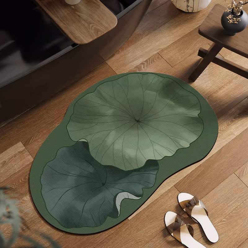 Lotus Leaf Inspired Diatom Mud Bath Mat - Green - 23" x 35" - image 0