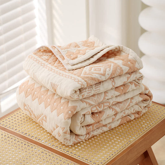 Beige Geometric Pattern Cotton Gauze Quilt - image 1
