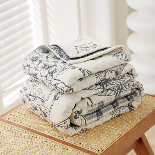 Floral Hydrangea Cotton Gauze Quilt - image 1