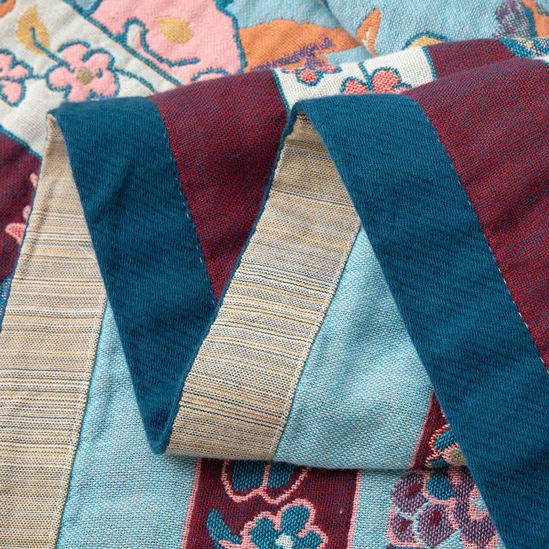 Blue Floral Cotton Gauze Quilt - image 4