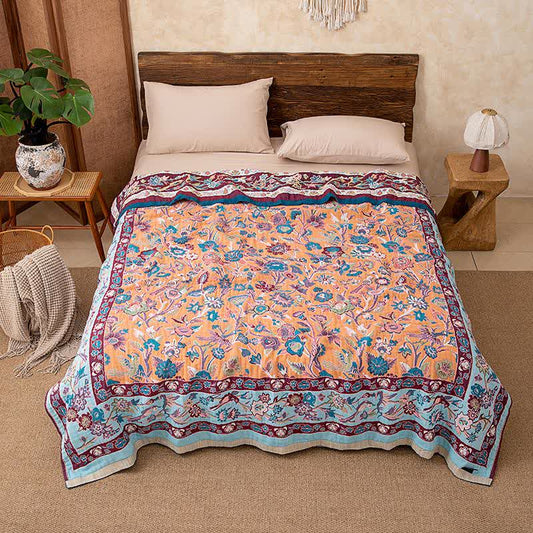 Blue Floral Cotton Gauze Quilt - image 1