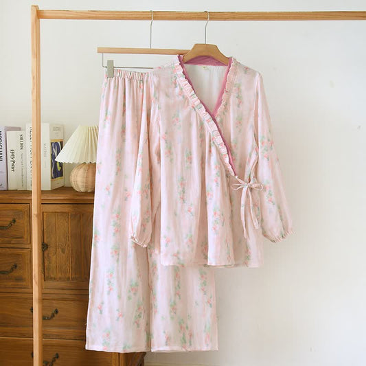 Bamboo Fiber Pink Floral Pajama Set - XL - image 0