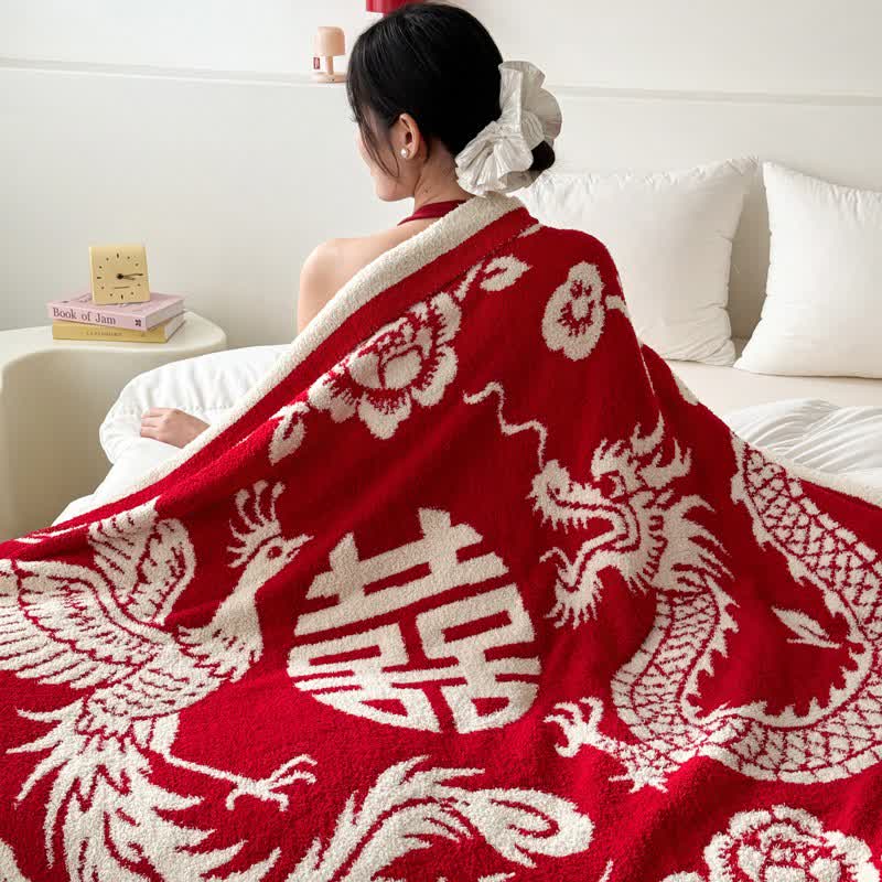 Auspicious Phoenix Knit Throw Blanket - image 3