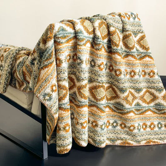 Bohemian Style Fluffy Throw Blanket - Green - 79"W x 90"L - image 1