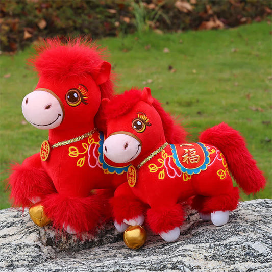 Festive Red Zodiac Stallion with Lucky "Fu" Character - image 1