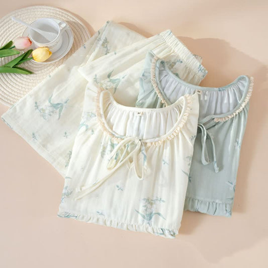 Bellflower Floral Cotton Gauze Pajama Set - image 1