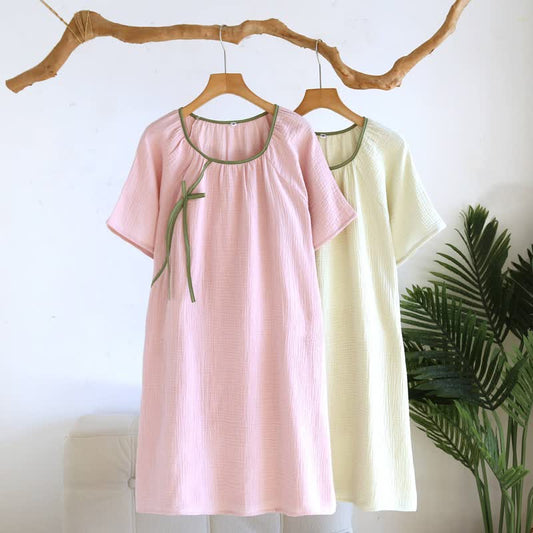 Minimalist Oriental Style Cotton Gauze Nightdress - image 0