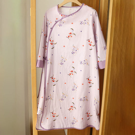 Rabbit & Berry Cotton Gauze Nightdress - Purple - XXL - image 0