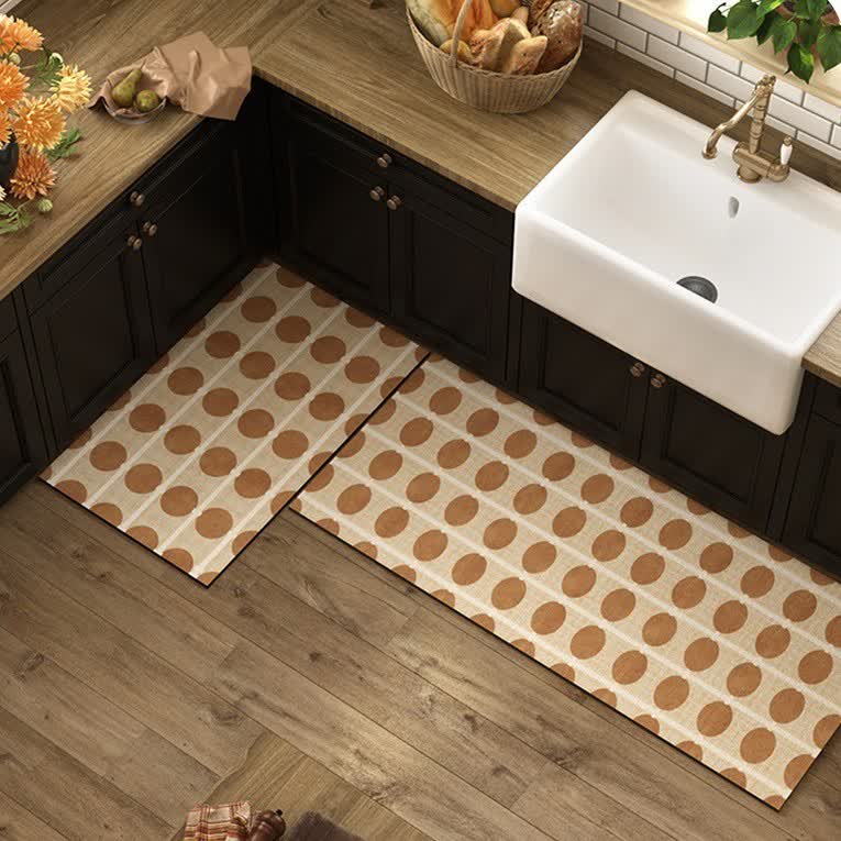 Diatom Mud Circle & Line Kitchen Rug - 23" x 35"+23" x 71" - image 0