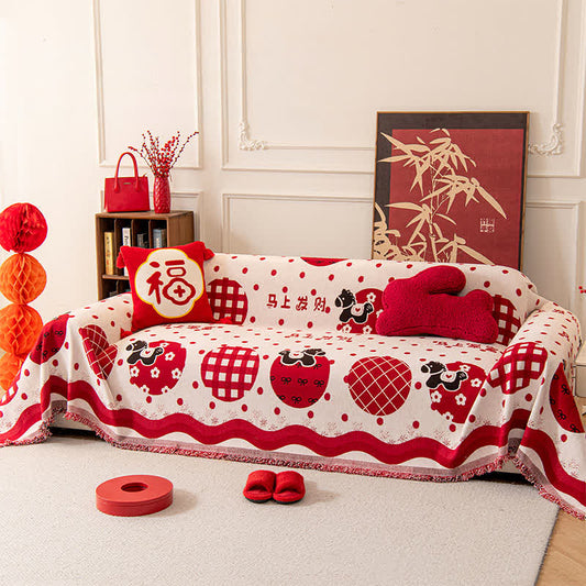 Anti-Slip Zodiac Horse Chenille Couch Throw - image 1