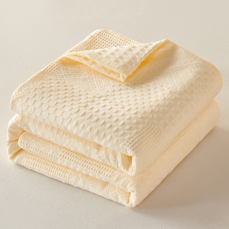 Solid Subtle Textured Cotton Quilt - Apricot - King - image 15