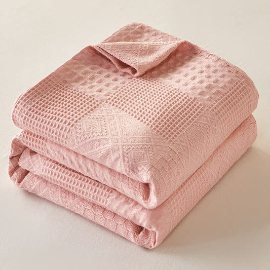 Solid Subtle Textured Cotton Quilt - Pink - King - image 1