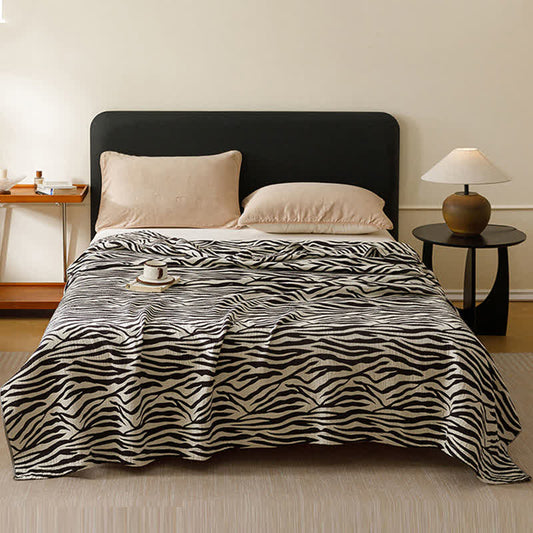 Modern Zebra Stripe Pure Cotton Quilt - Black - Queen - image 0