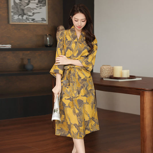 Floral Cotton Double Gauze Kimono Robe - image 1