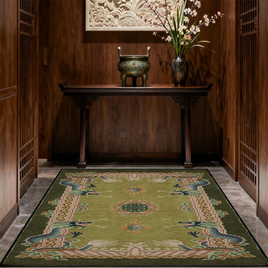 Chinese Style Classical Dragon Motif Area Rug - image 1