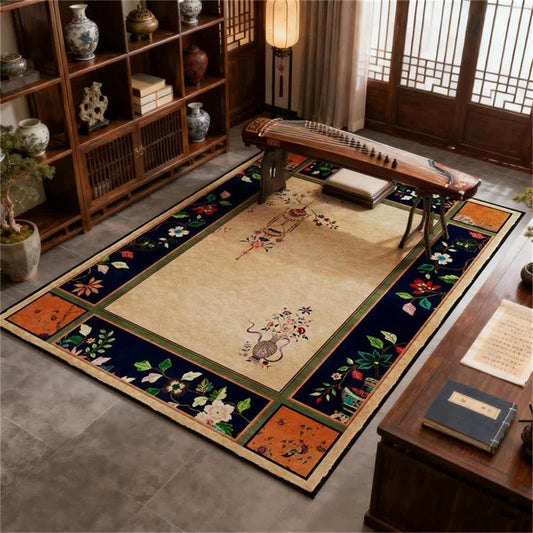 Vintage Floral with Classical Vase Area Rug - 95" x 119" - image 0