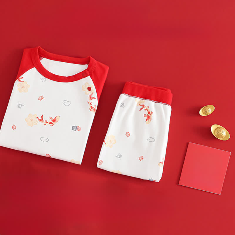 Koi & Floral Cotton Kids Loungewear Set - image 2