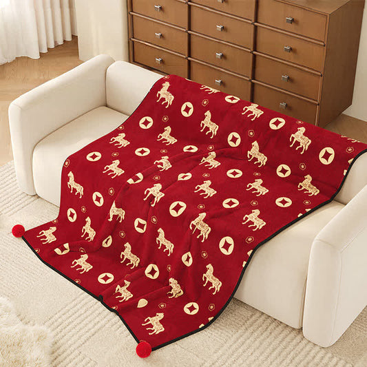Year of the Horse Prosperity Fleece Throw - image 1