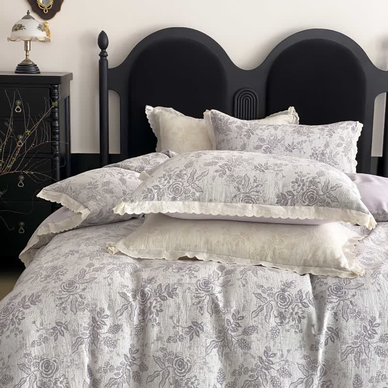 Vintage Subtle Rose Cotton Gauze Bedding Set(4PCS) - image 16