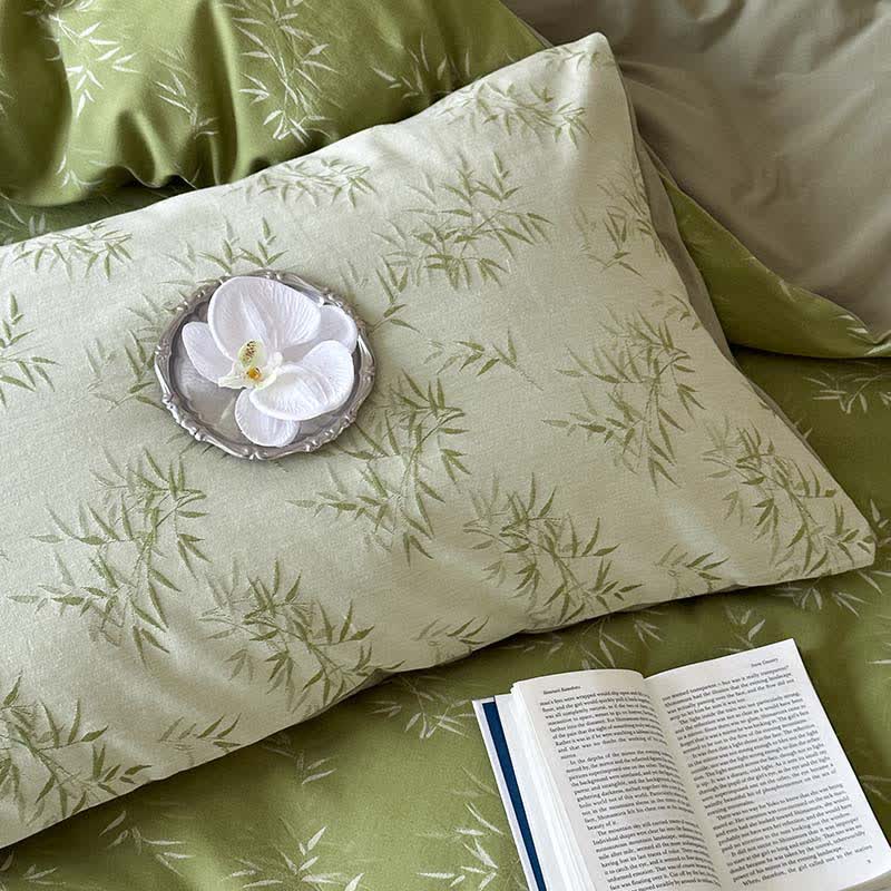Oriental Bamboo Leaf Jacquard Cotton Bedding Set(4PCS) - image 12
