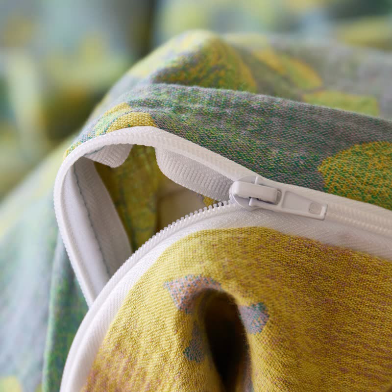 Green & Yellow Rose Cotton Gauze Bedding - image 12