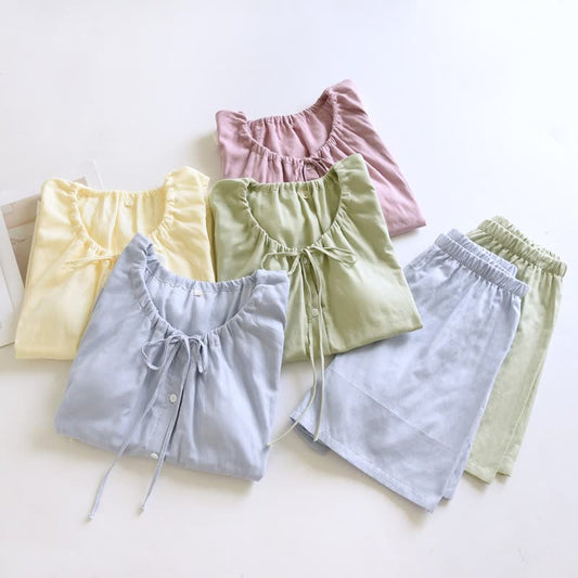 Solid Cotton Lace Trim Tank Pajamas - image 1