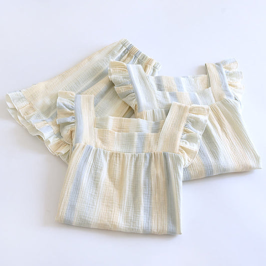 Cotton Gauze Striped Ruffle Trim Tank Loungewear - image 1