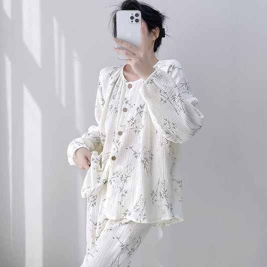 Bamboo Print Double Gauze Cotton Loungewear Set - image 1