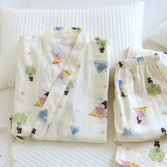 Oriental Cartoon Princess Cotton Kimono Pajamas - image 1