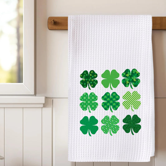 Clover Print Waffle Cotton Kitchen Towel - 4PCS - 12"W x 27"L - image 0