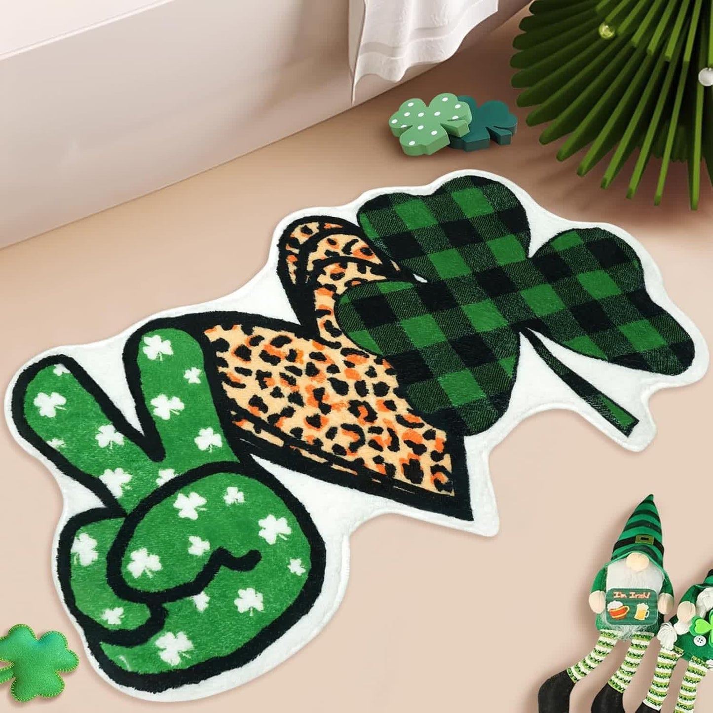 St. Patrick's Day Shamrock Theme Rug - Yes Love and Clover - 31" x 47" - image 1