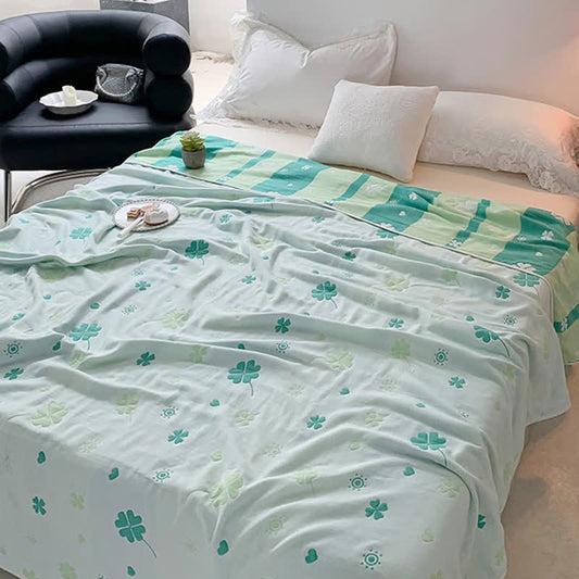 Four-Leaf Clover Cotton Gauze Blanket - image 1