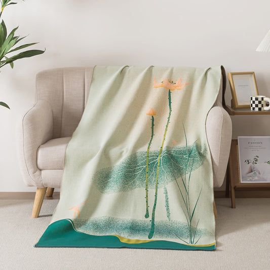 Traditional Lotus Floral Cotton Gauze Bath Towel - 35"W x 71"L - image 0