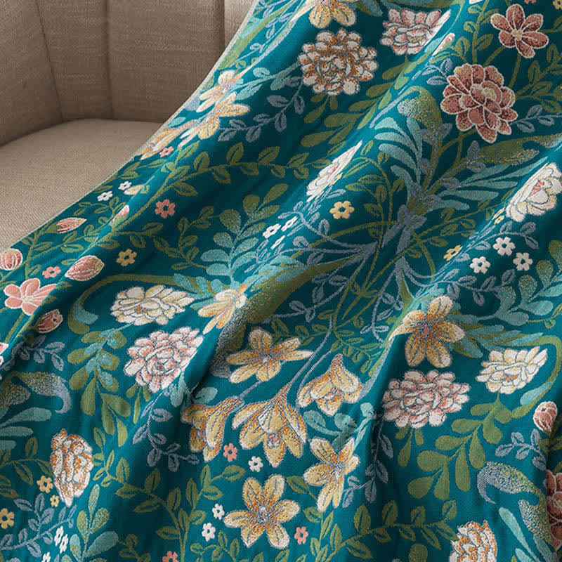 Botanical Floral & Leaf Cotton Gauze Bath Towel - image 3
