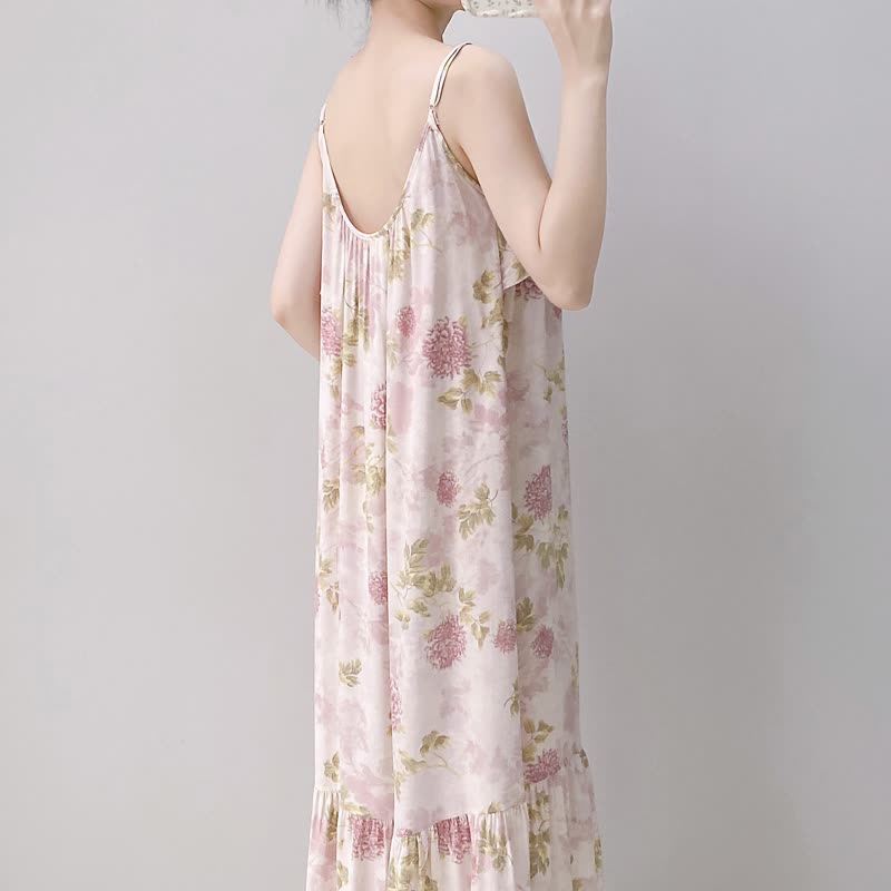 Pink Chrysanthemum Cami Lounge Nightgown - image 4