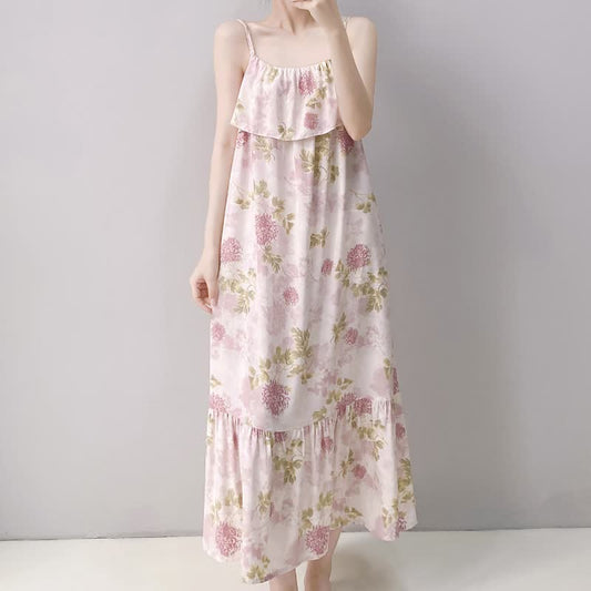 Pink Chrysanthemum Cami Lounge Nightgown - image 1