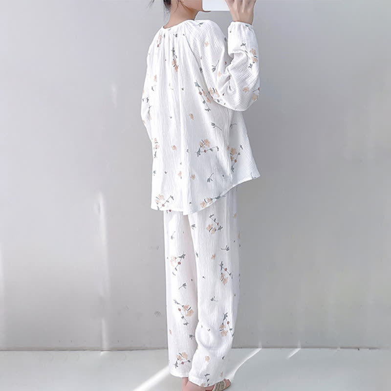 Rustic Floral Double Gauze Cotton Pajamas - image 3