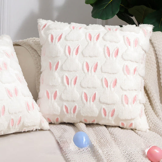 Pink Ear Easter Bunny Pillow Cover - image 1