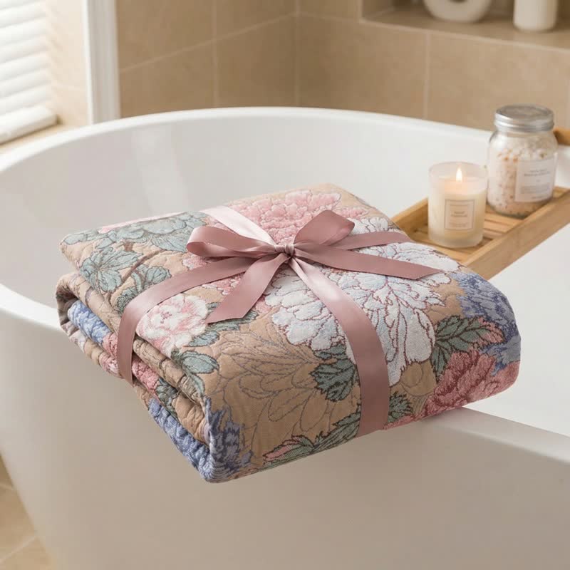 Luxurious Peony Cotton Gauze Bath Towel - image 4