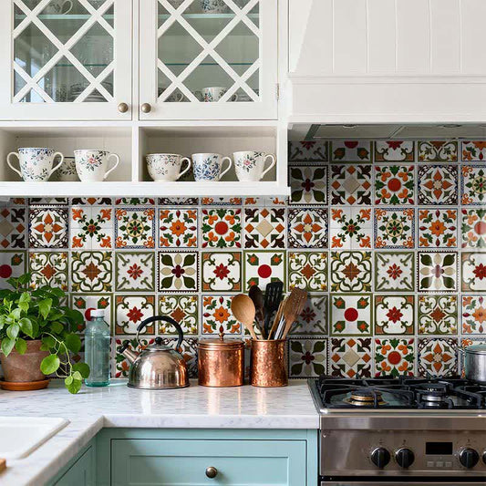 Orange & Green Peel and Stick Wall Sticker (24PCS) - image 1